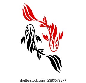 ilustración vectorial de arte tribal, diseño de tatuajes de peces koi adecuado para símbolos