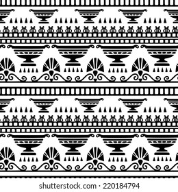 Tribal art Greece vintage ethnic seamless pattern. Greek borders. Folk abstract repeating background texture. Cloth design. Wallpaper 