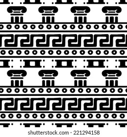 Tribal art Greece vintage ethnic seamless pattern. Greek borders. Folk abstract repeating background texture. Cloth design. Wallpaper 
