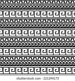 Tribal art Greece vintage ethnic seamless pattern. Meander. Greek borders. Folk abstract repeating background texture. Cloth design. Wallpaper 