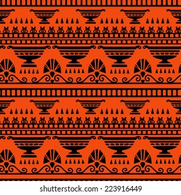 Tribal art Greece vintage ethnic seamless pattern. Greek borders. Folk abstract repeating background texture. Cloth design. Wallpaper 