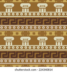 Tribal art Greece vintage ethnic seamless pattern. Greek borders. Folk abstract repeated background texture. Cloth design. Wallpaper 
