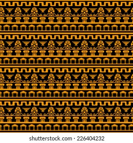 Tribal art Greece vintage ethnic seamless pattern. Greek borders. Folk abstract repeating background texture. Cloth design. Wallpaper 