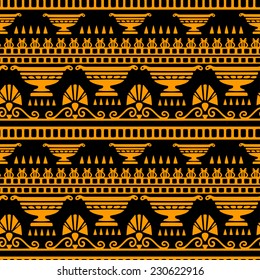 Tribal art Greece vintage ethnic seamless pattern. Greek borders. Folk abstract repeating background texture. Cloth design. Wallpaper 