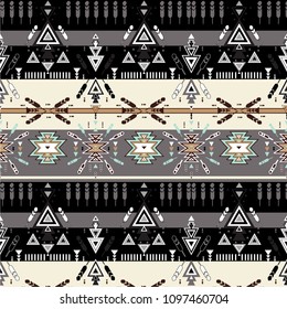 Tribal art pattern. Ethnic geometric print. Aztec  repeating background texture. 