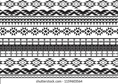 Tribal art pattern. Ethnic geometric black and white print. Aztec  repeating background texture. 