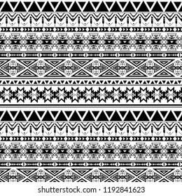 Tribal art pattern. Ethnic geometric print. Navajo and aztec repeating background texture. 