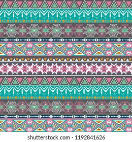 Tribal art pattern. Ethnic geometric print. Navajo and aztec repeating background texture. 