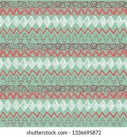 Tribal art pattern. Ethnic geometric print. Aztec colorful repeating background texture. Native American, Indian Southwest print. Ethnic design wallpaper, fabric, cover, textile, weave, wrapping.