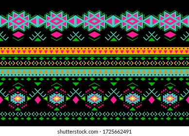 Tribal art pattern. Ethnic geometric print. Aztec colorful repeating background texture.