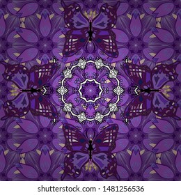 Tribal art print, vintage background. Abstract ethnic vector seamless pattern. Background texture, wallpaper, theme in neutral, purple and violet colors.