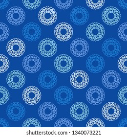 Tribal art seamless pattern. Blue. Ethnic print. Boho. Vector geometric black and white background. Can be used for social media, posters, email, print, ads designs.