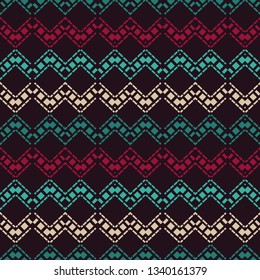 Tribal art seamless pattern. Color - maroon, green, beige. Ethnic print. Boho. Vector geometric black and white background. Can be used for social media, posters, email, print, ads designs.