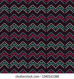 Tribal art seamless pattern. Color - maroon, green, beige. Ethnic print. Boho. Vector geometric black and white background. Can be used for social media, posters, email, print, ads designs.
