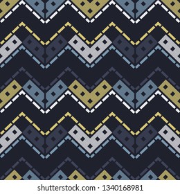 Tribal art seamless pattern. Color - gray, beige, white. Ethnic print. Boho. Vector geometric black and white background. Can be used for social media, posters, email, print, ads designs.