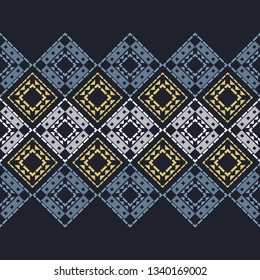 Tribal art seamless pattern. Color - gray, beige, white. Ethnic print. Boho. Vector geometric black and white background. Can be used for social media, posters, email, print, ads designs.