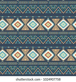 Tribal art seamless pattern. Ethnic geometric print. Aztec colorful repeating background texture. 