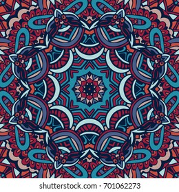 Tribal art seamless pattern. Ethnic geometric print. Colorful repeating background texture.