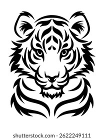 tribal art style tiger face vector illustration