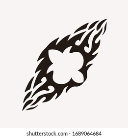 Tribal art tattoo  arranged with Maori ethnic elements.