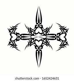 Tribal art tattoo set with Maori ethnic elements. tattoo tribal abstract sleeve, black arm shoulder tattoo fantasy pattern vector, sketch art design isolated
