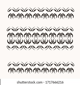 Tribal art tattoo set with Maori ethnic elements, wall ornament