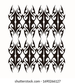 Tribal art tattoos are arranged with Maori ethnic elements frescos