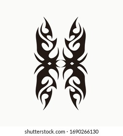 Tribal art tattoos are arranged with Maori ethnic elements frescos