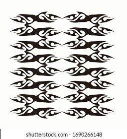 Tribal art tattoos are arranged with Maori ethnic elements frescos
