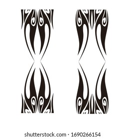 Tribal art tattoos are arranged with Maori ethnic elements frescos