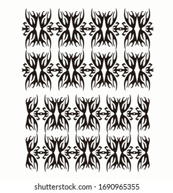 Tribal art tattoos are arranged with Maori ethnic elements frescos