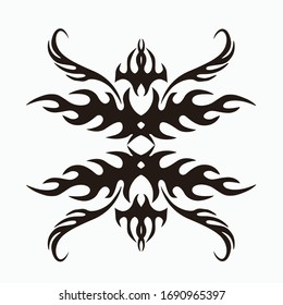Tribal art tattoos are arranged with Maori ethnic elements frescos