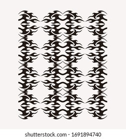 Tribal art tattoos are arranged with Maori ethnic elements frescos
