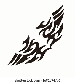 Tribal art tattoos are arranged with Maori ethnic elements frescos