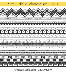  Tribal Aztec elements. Ethnic style borders. Mexican  pattern . Geometric background.