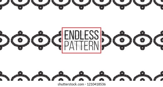 Tribal aztec eye, dots, square. Seamless pattern background. Black and white graphic. Geometric embroideries shapes in minimalistic ethnic, boho, aztec, hipster style.