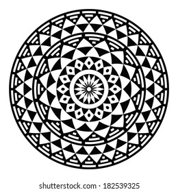 Tribal Aztec Geometric Pattern Or Print In Circle - Folk Background