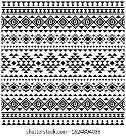 Tribal Aztec seamless pattern design vector. illustration of abstract traditional motif aztec for pattern design in black and white color