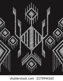 Patrón tribal azteca sin foco. Dibujo étnico de pizarra. Ilustración de vectores geométricos.
