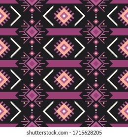 Tribal aztec seamless vector pattern. Geometric background with ethnic motifs. Design in boho style for printing on textile or paper.