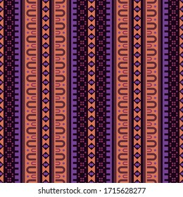 Tribal aztec seamless vector pattern. Geometric background with ethnic motifs. Design in boho style for printing on textile or paper.