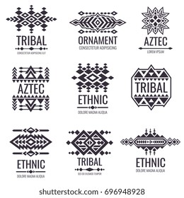 Tribal aztec vector pattern. Indian graphics for tattoo designs. Indian aztec tattoo tribal illustration