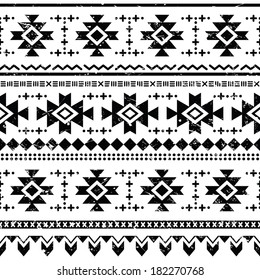 Tribal aztec vector retro seamless pattern on white