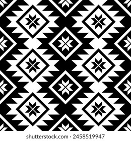 Tribal Aztec Vektorgrafik Retro nahtlose Muster auf weißem Hintergrund. In: Navajo Southwest. Geometrische ethnische orientalische nahtlose Muster traditionell. Stoff, Kleidung, Teppich, Textil, Batik, Teppich