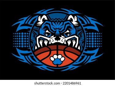 Basketballteam-Design mit Bulldog-Maskottchen für Schule, Hochschule oder Liga