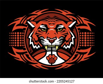 Tribal Basketball Team Design With Tiger Mascot For School, College Or League