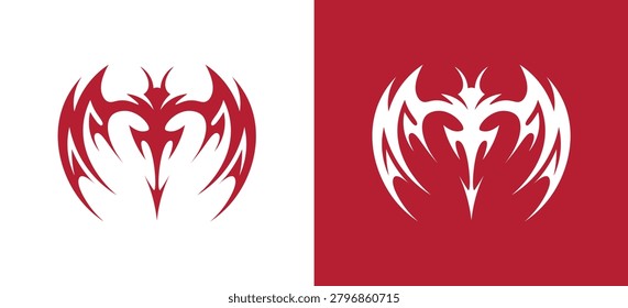 Tribal Bat Logo Vector, Abstract Vampire Bat Emblem, Gothic Winged Creature Symbol for Gaming and Esports Branding
