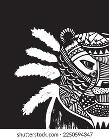 Tribal bear artistic illustration vector design