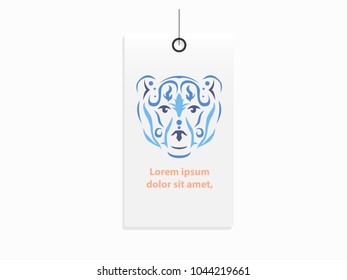Tribal bear clothes label mock up
