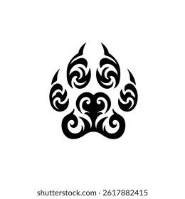 Ilustração De Vetor De Impressão De Pata De Urso Tribal Isolada No Plano De Fundo Branco